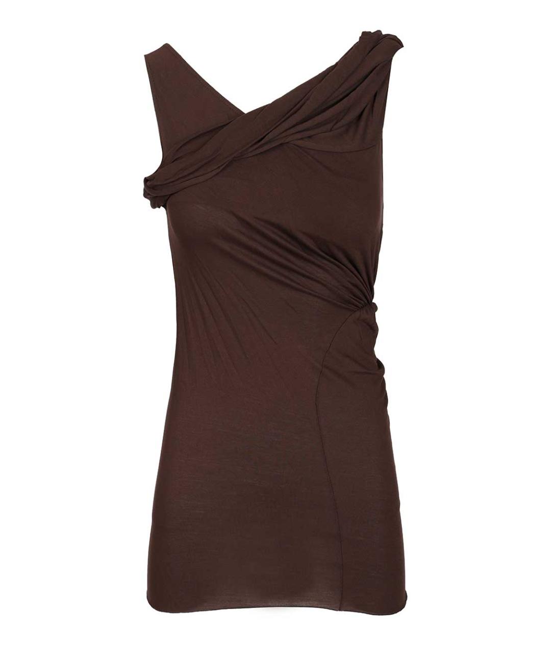 RICK OWENS Коричневая вискозная майка, фото 1