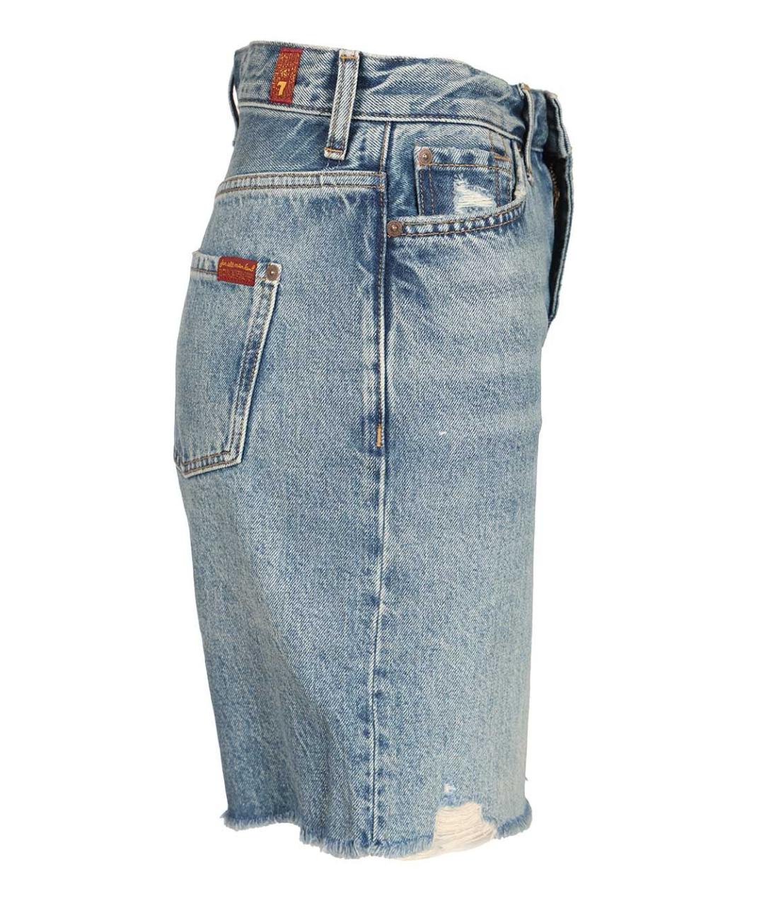 7 FOR ALL MANKIND Голубые хлопковые шорты, фото 3