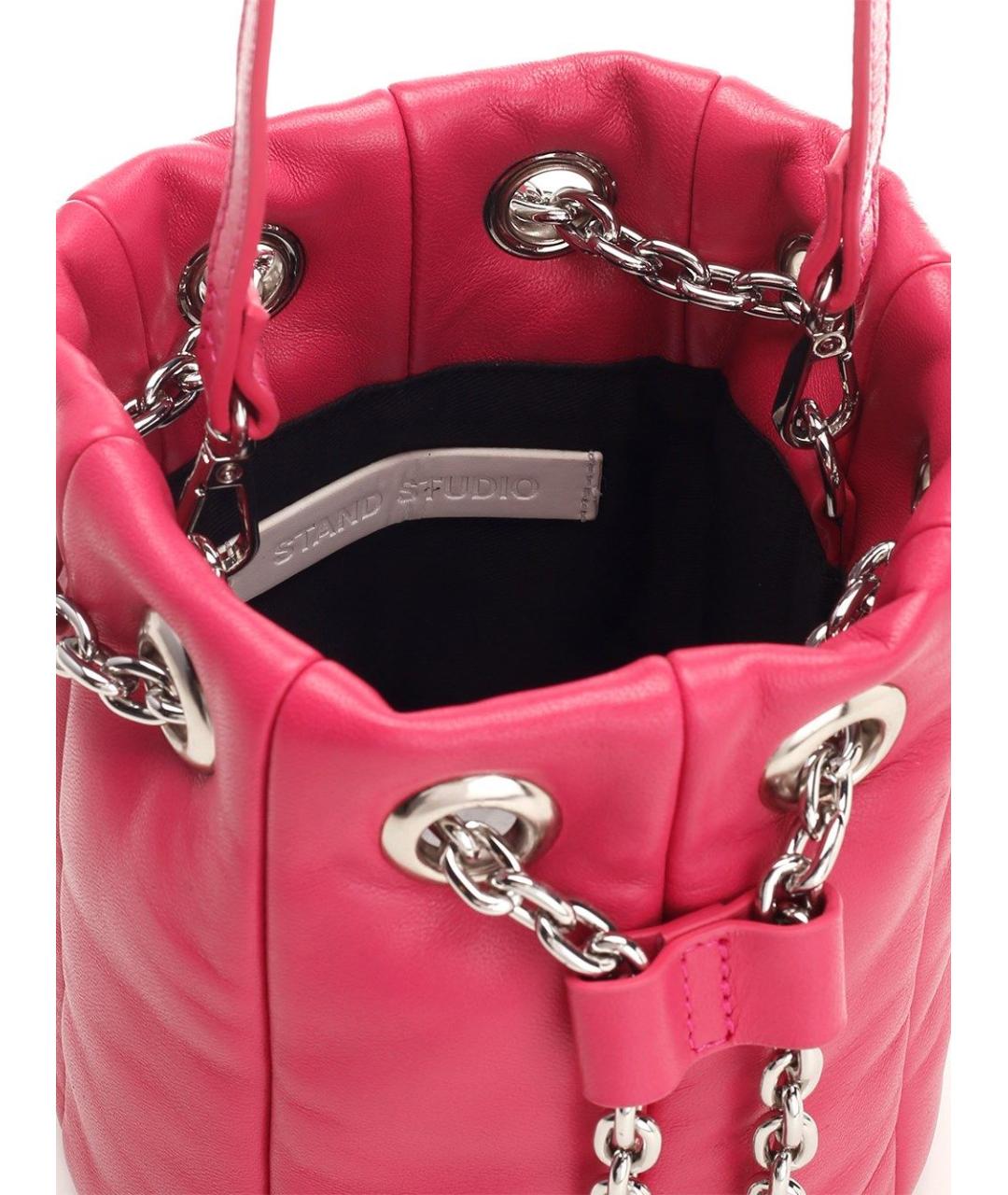 STAND STUDIO Розовая кожаная сумка с короткими ручками, фото 4