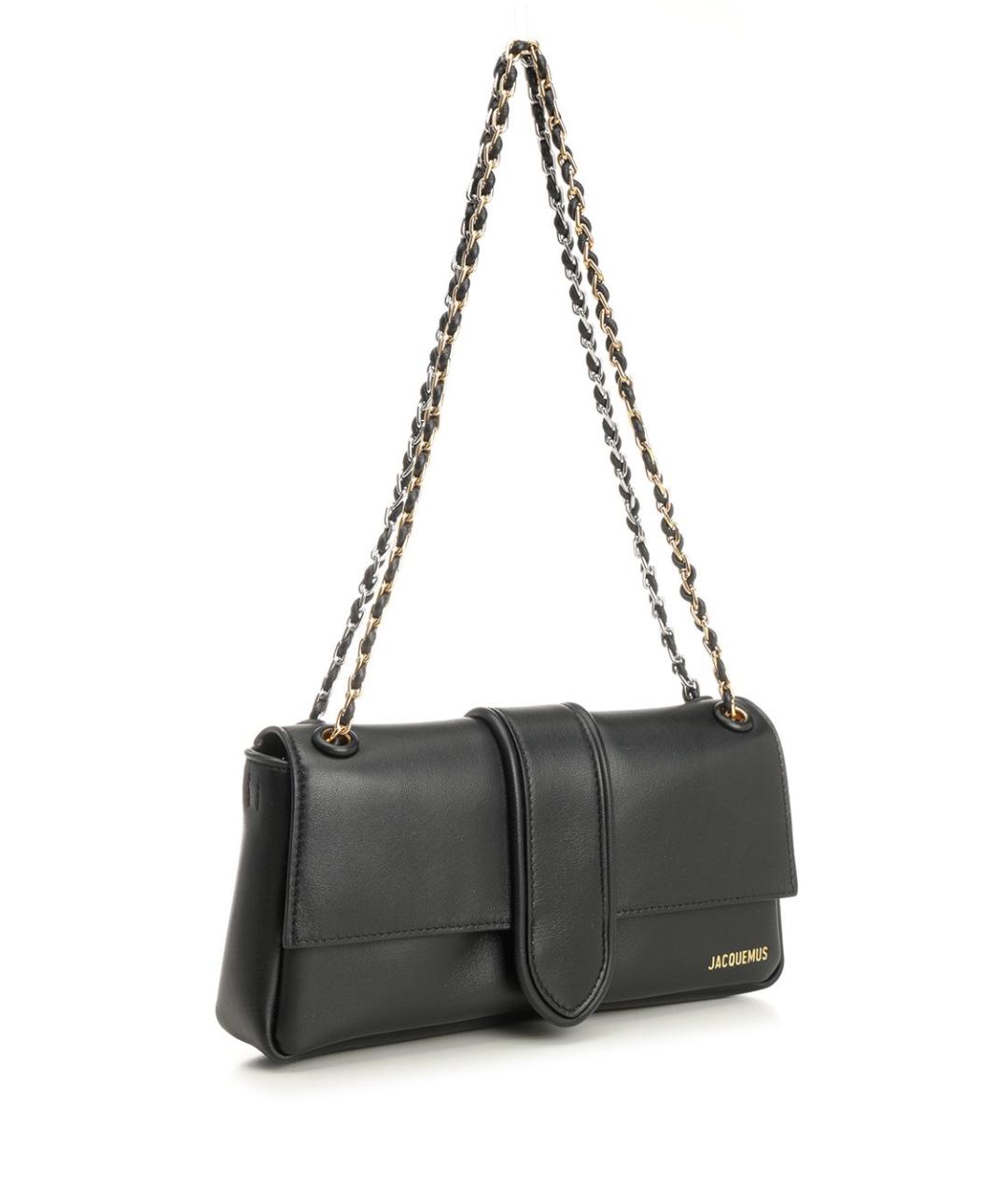 JACQUEMUS Черная кожаная сумка через плечо, фото 2