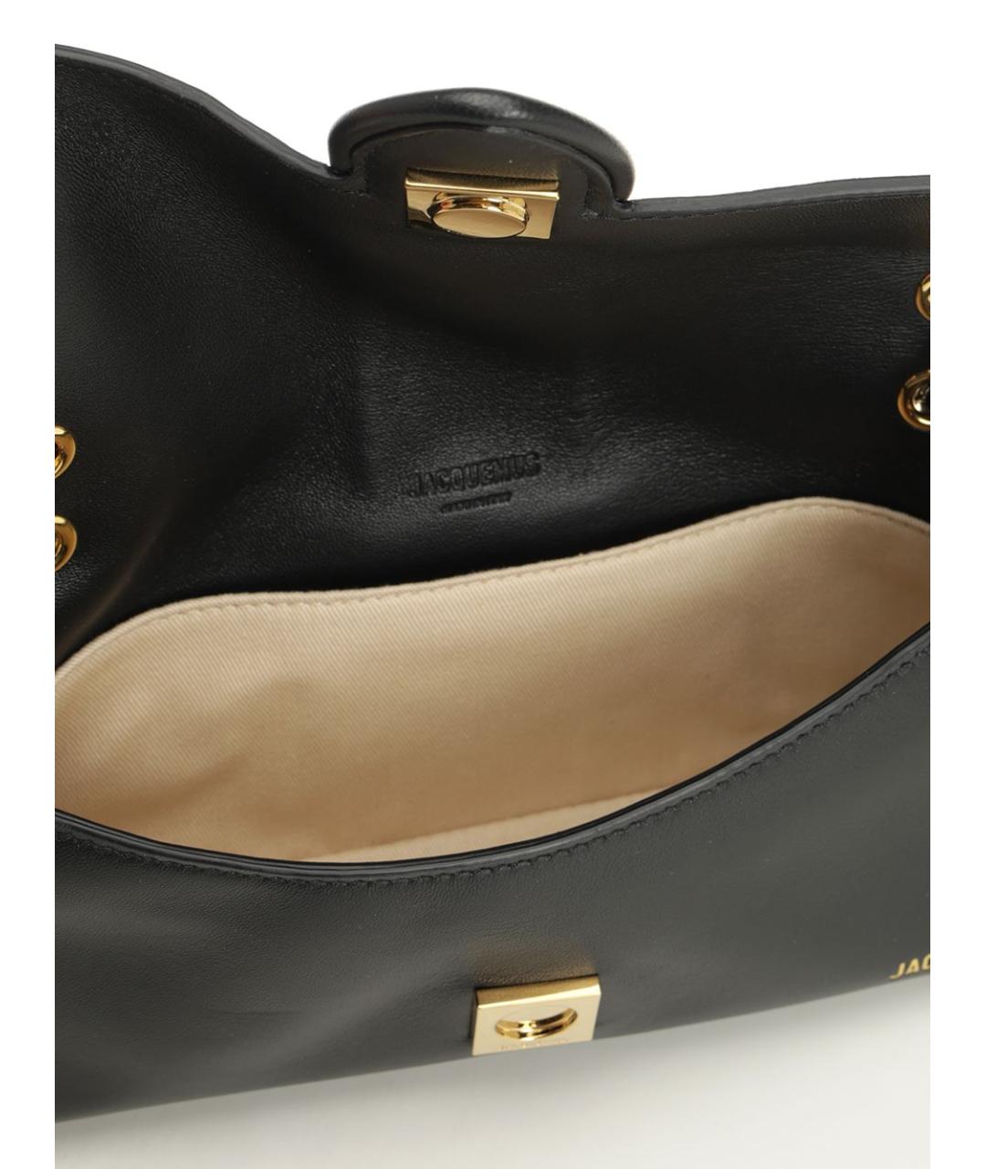 JACQUEMUS Черная кожаная сумка через плечо, фото 4