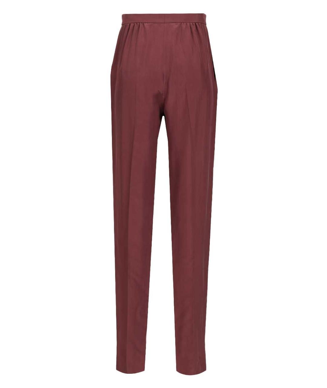 SAINT LAURENT Бордовые шелковые прямые брюки, фото 2
