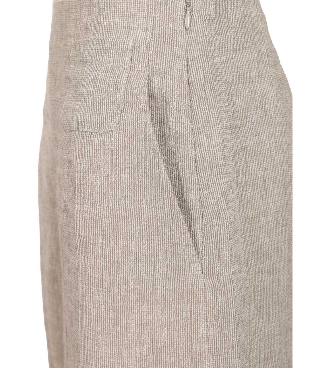 EMPORIO ARMANI Серые льняные брюки широкие, фото 5