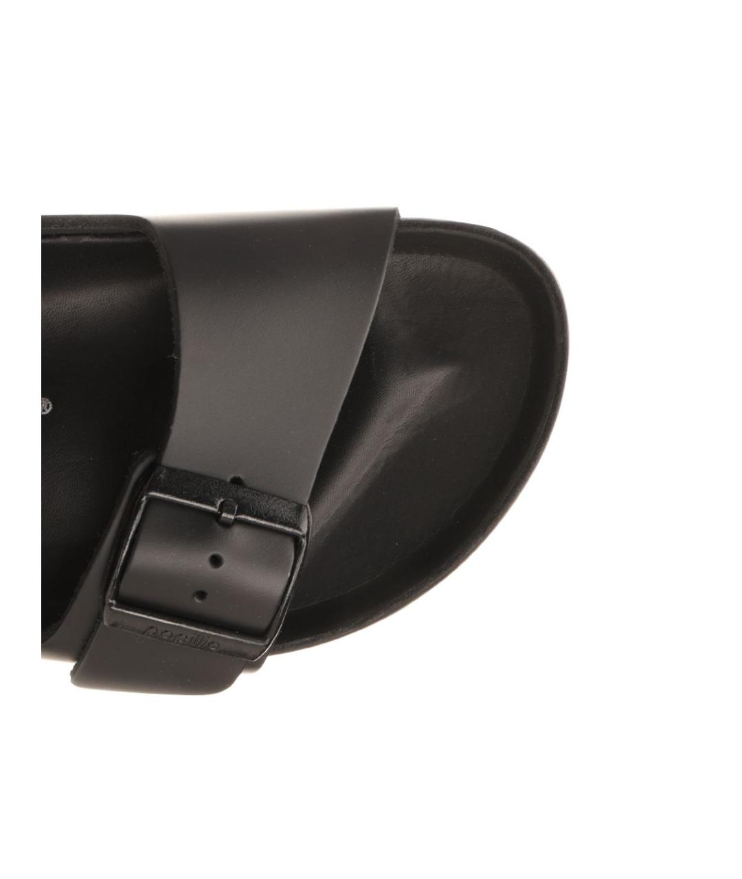 BIRKENSTOCK Черные кожаные шлепанцы, фото 4