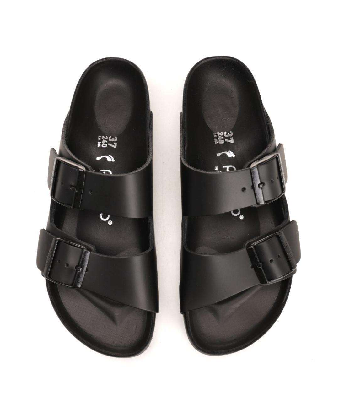 BIRKENSTOCK Черные кожаные шлепанцы, фото 5