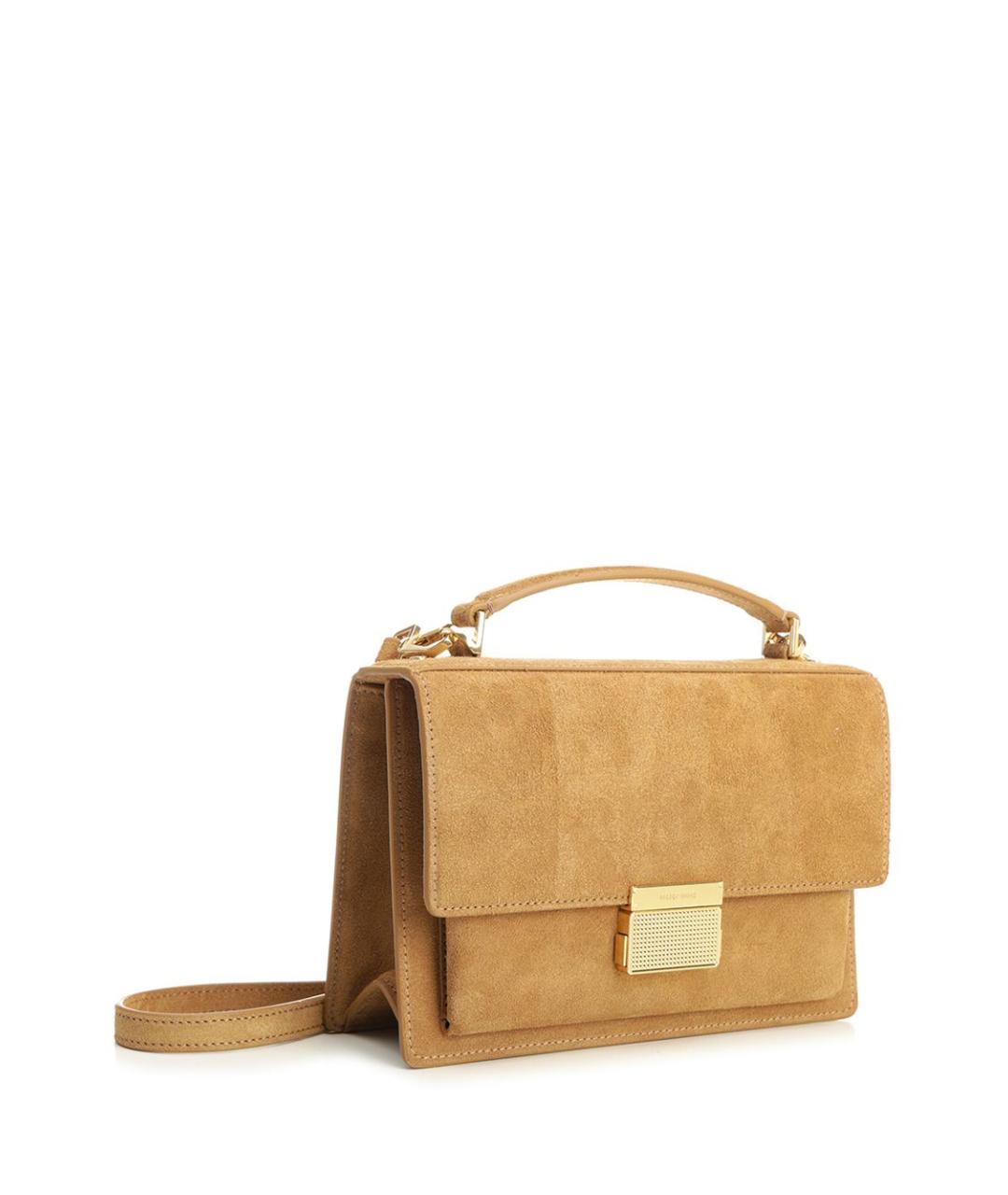 GOLDEN GOOSE DELUXE BRAND Бежевая замшевая сумка с короткими ручками, фото 2