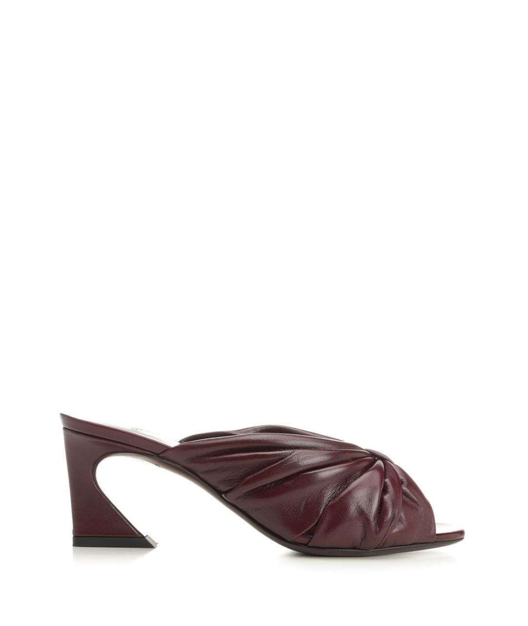 FENDI Коричневые кожаные мюли, фото 1