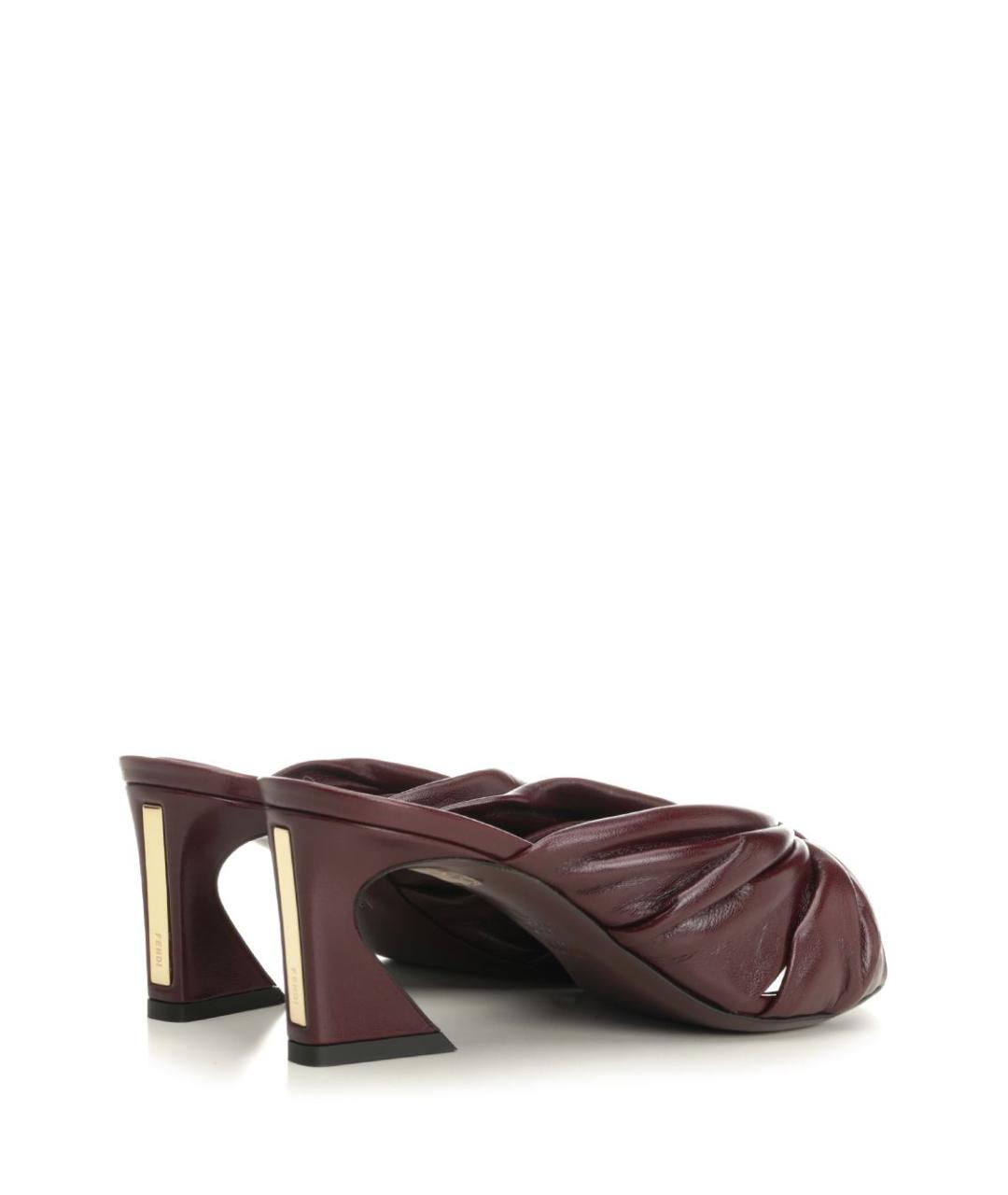 FENDI Коричневые кожаные мюли, фото 3