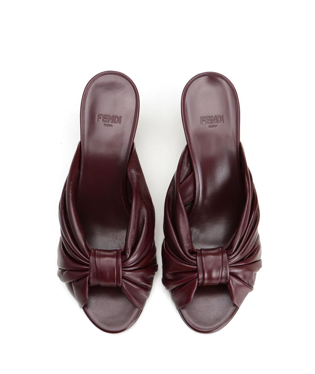 FENDI Коричневые кожаные мюли, фото 5