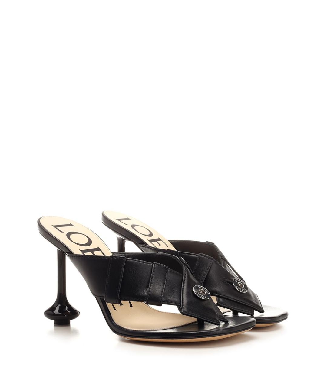 LOEWE Черные кожаные мюли, фото 2