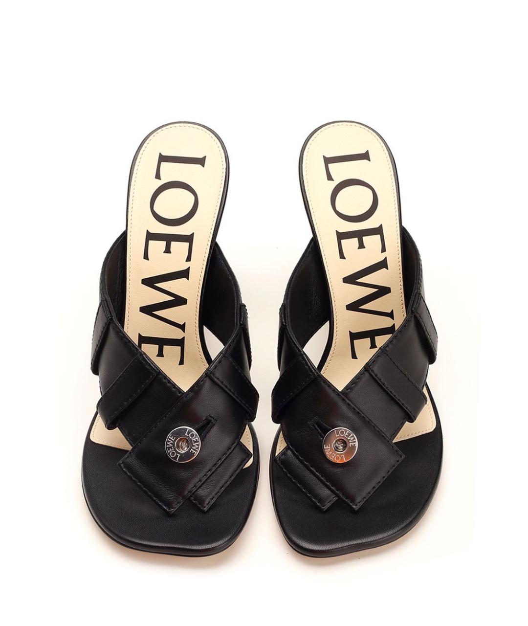 LOEWE Черные кожаные мюли, фото 5