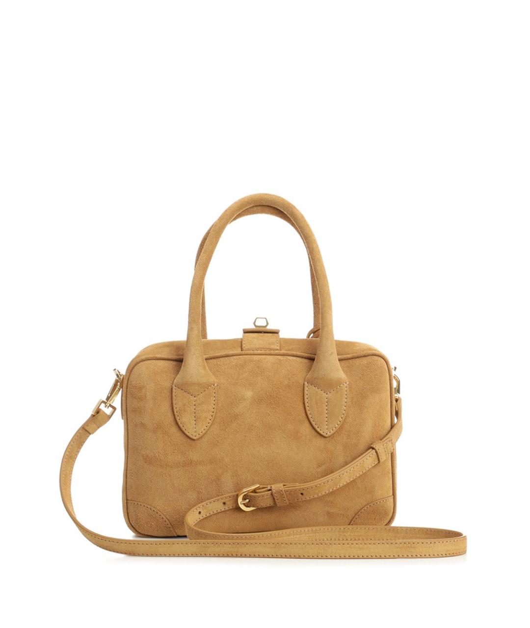 GOLDEN GOOSE DELUXE BRAND Бежевая замшевая сумка с короткими ручками, фото 3