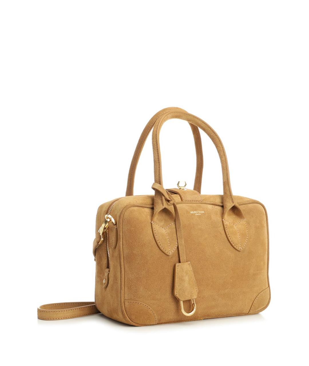 GOLDEN GOOSE DELUXE BRAND Бежевая замшевая сумка с короткими ручками, фото 2