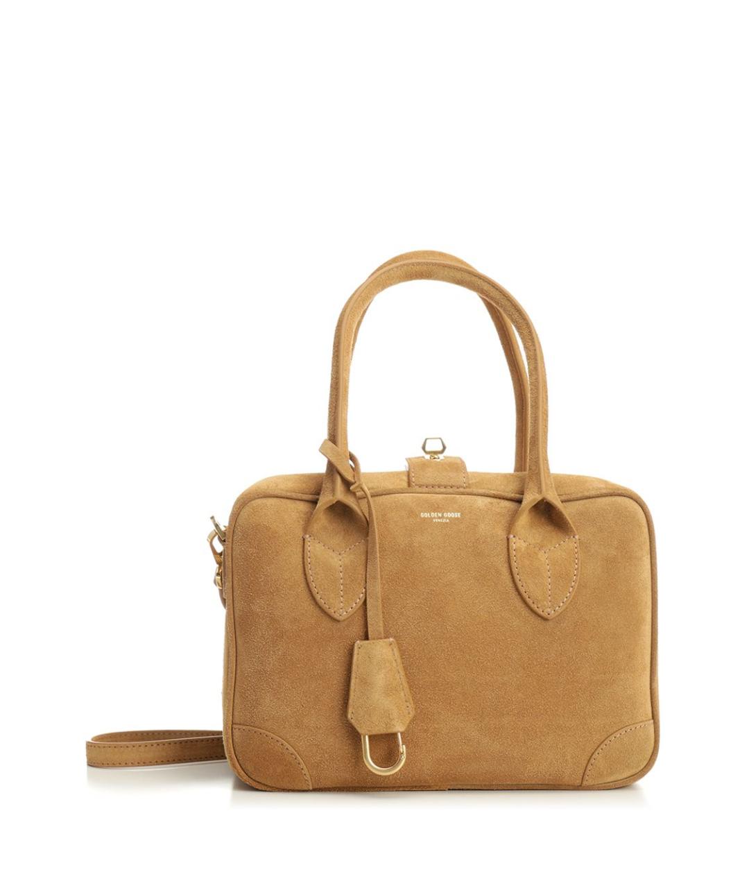 GOLDEN GOOSE DELUXE BRAND Бежевая замшевая сумка с короткими ручками, фото 1