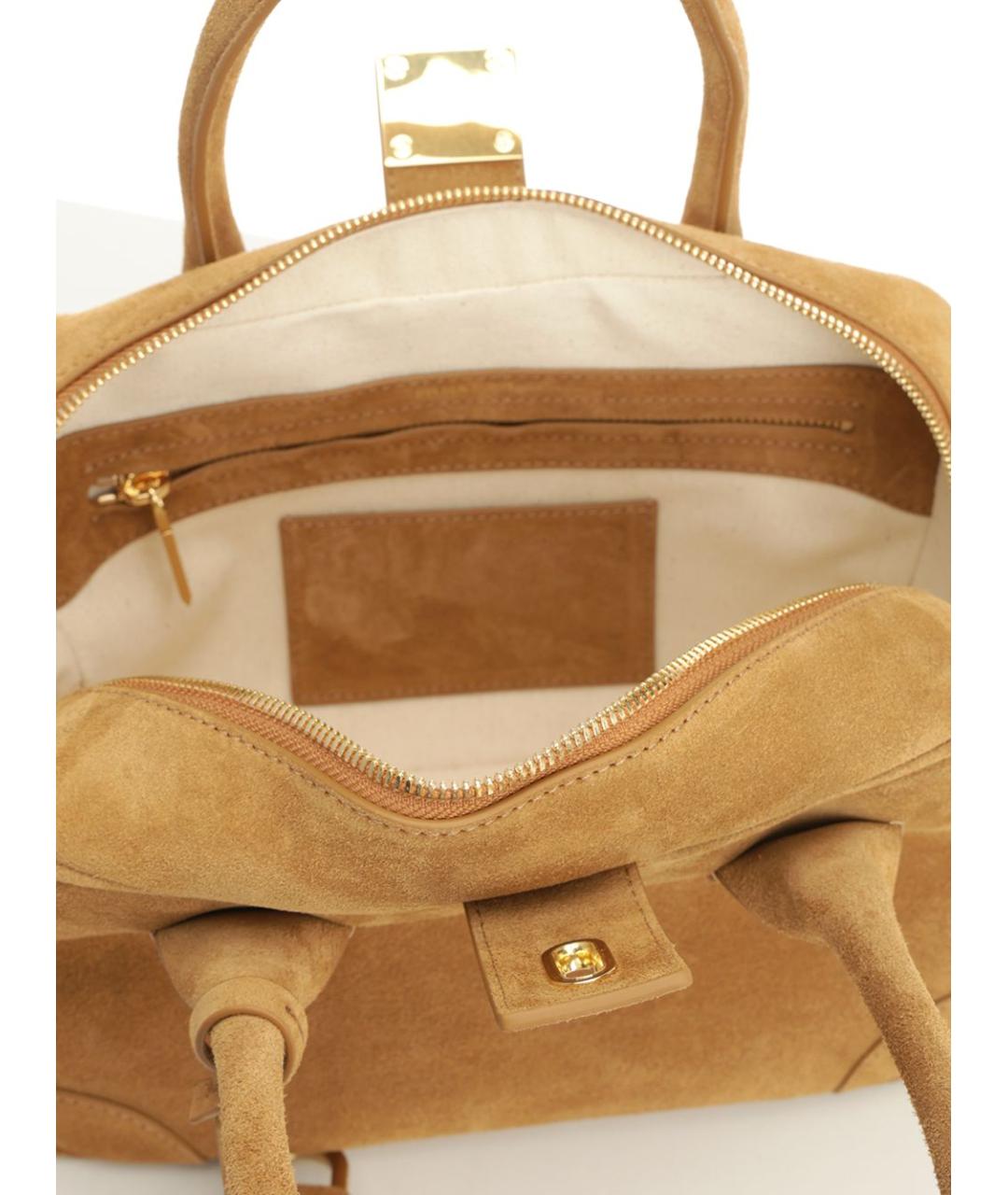 GOLDEN GOOSE DELUXE BRAND Бежевая замшевая сумка с короткими ручками, фото 5