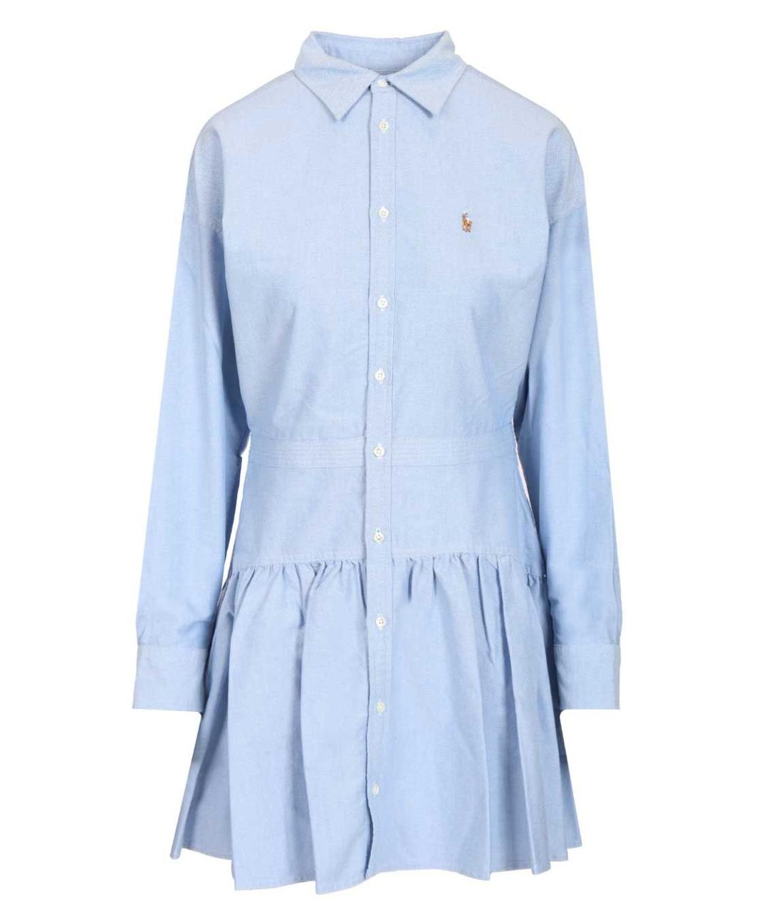 POLO RALPH LAUREN Голубое хлопковое повседневное платье, фото 1
