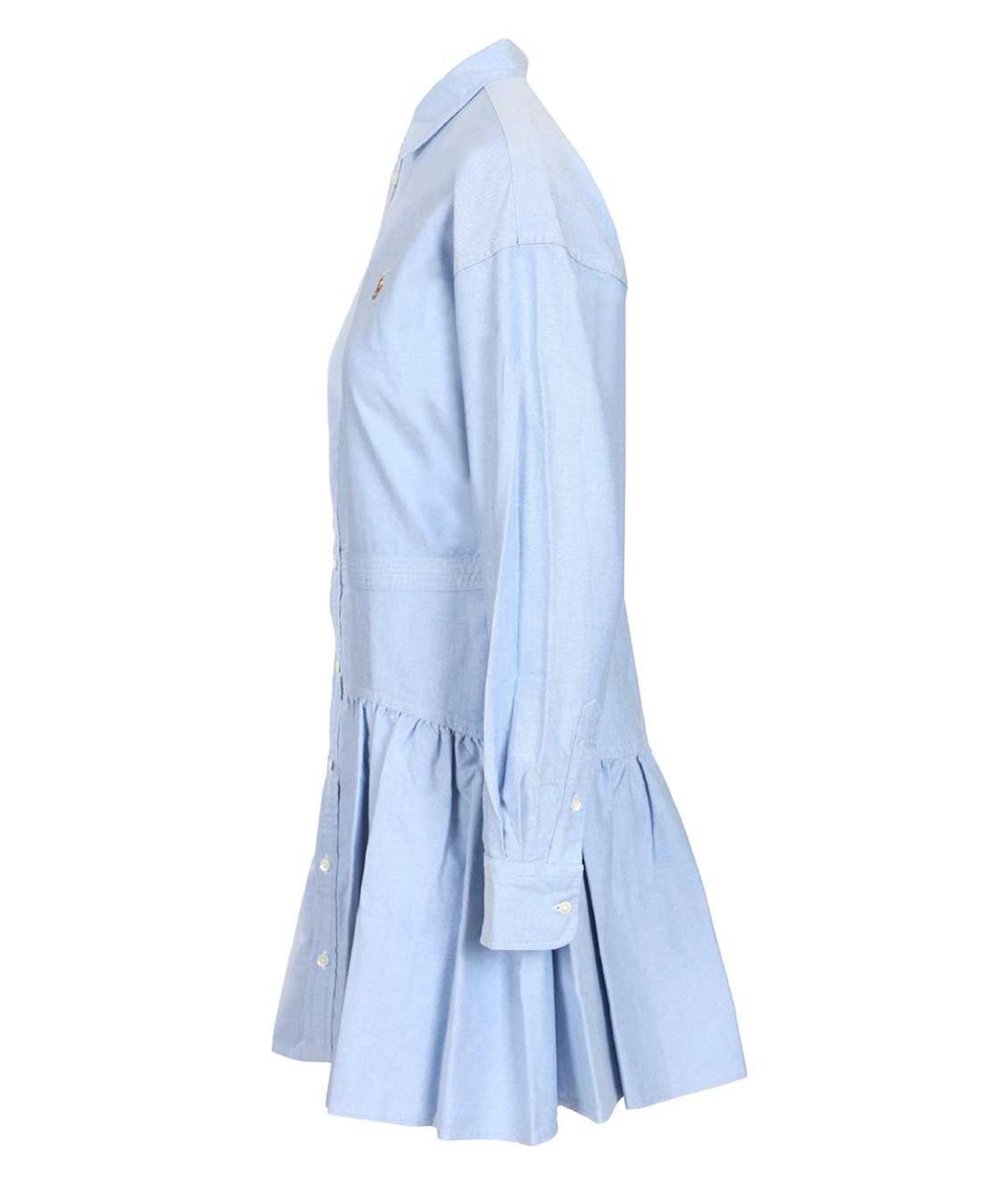 POLO RALPH LAUREN Голубое хлопковое повседневное платье, фото 3