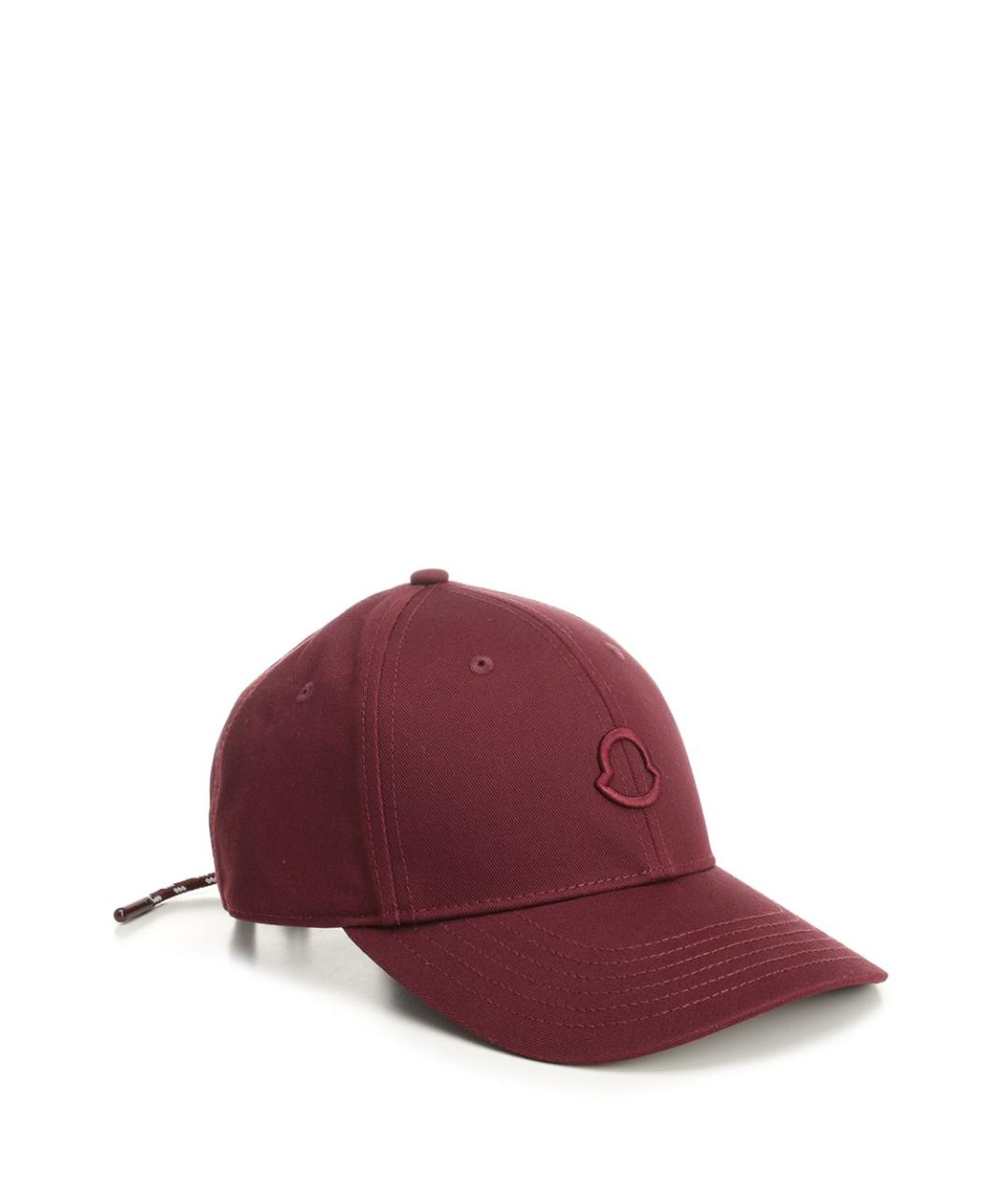 MONCLER Бордовая хлопковая кепка, фото 2
