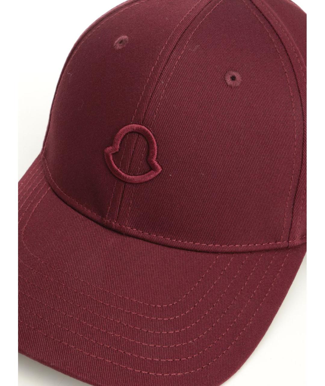 MONCLER Бордовая хлопковая кепка, фото 4