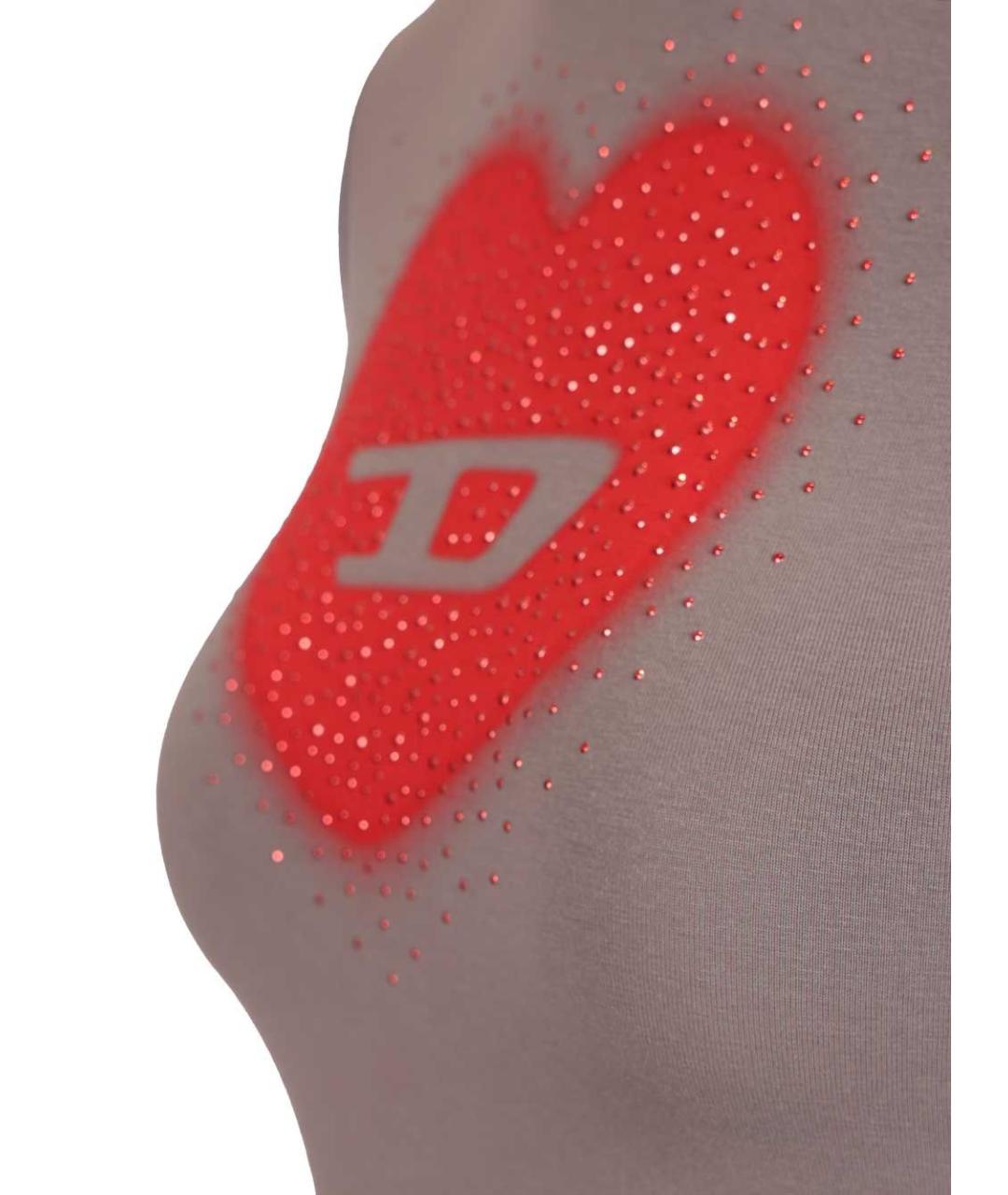 DIESEL Серая хлопко-эластановая футболка, фото 4