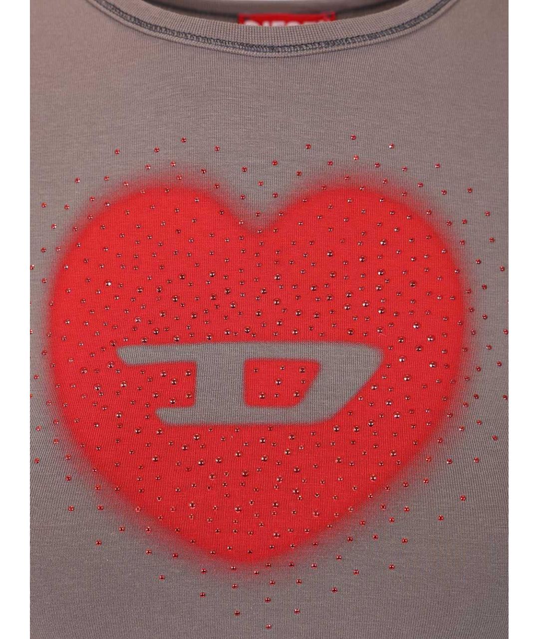 DIESEL Серая хлопко-эластановая футболка, фото 3