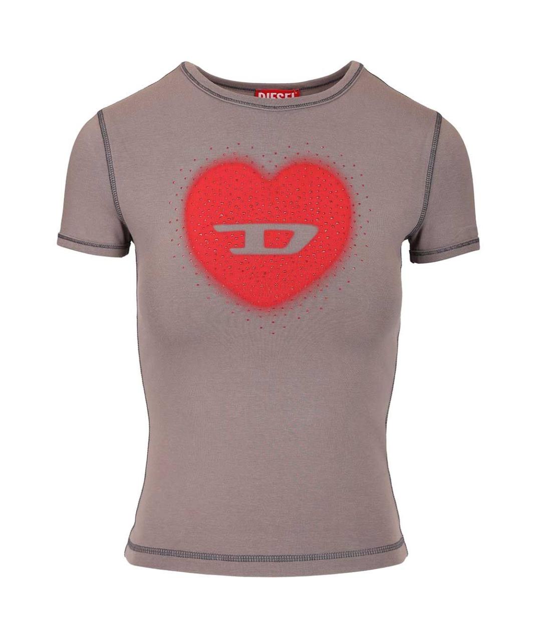 DIESEL Серая хлопко-эластановая футболка, фото 1