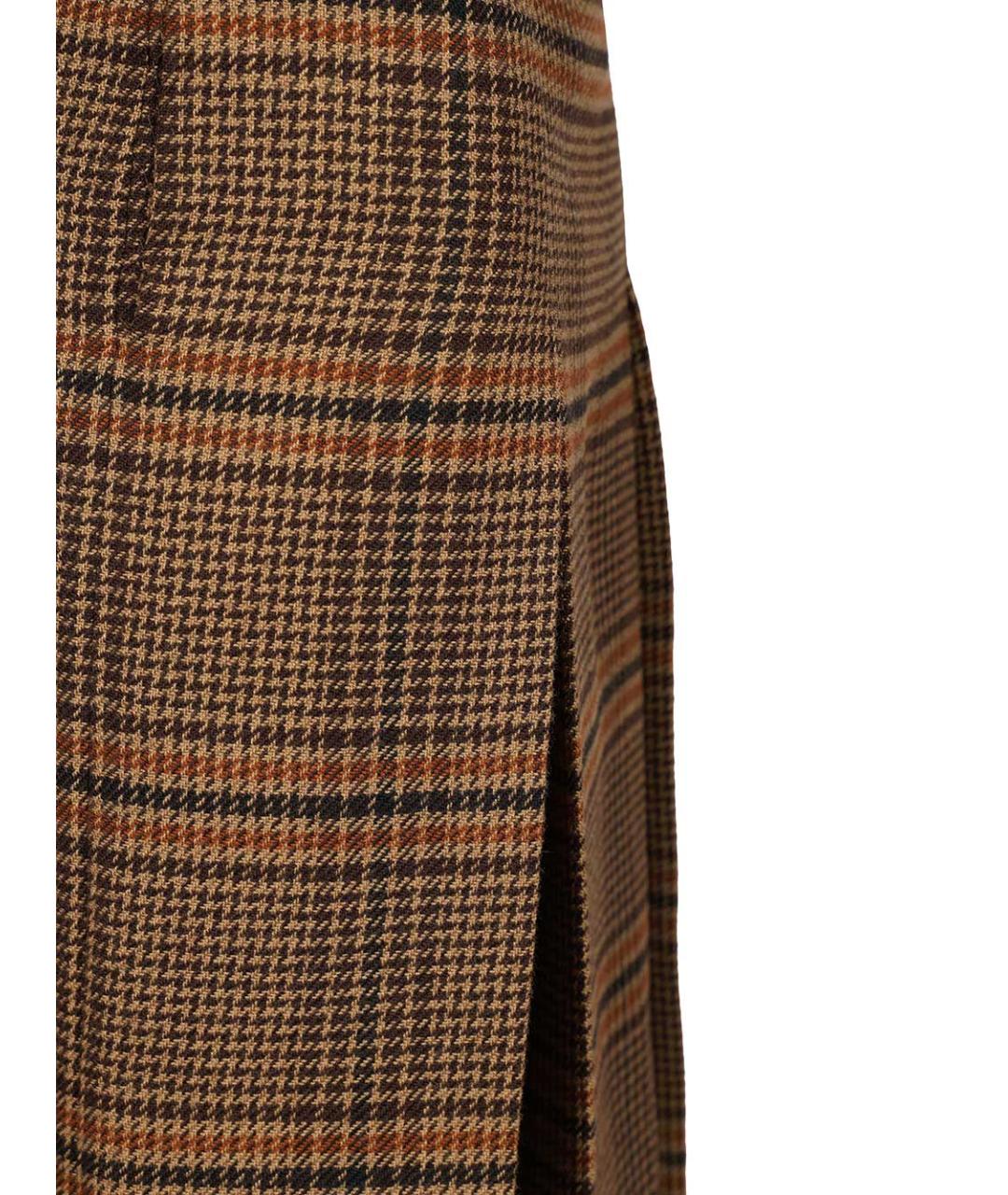 SAINT LAURENT Коричневая шерстяная юбка миди, фото 4