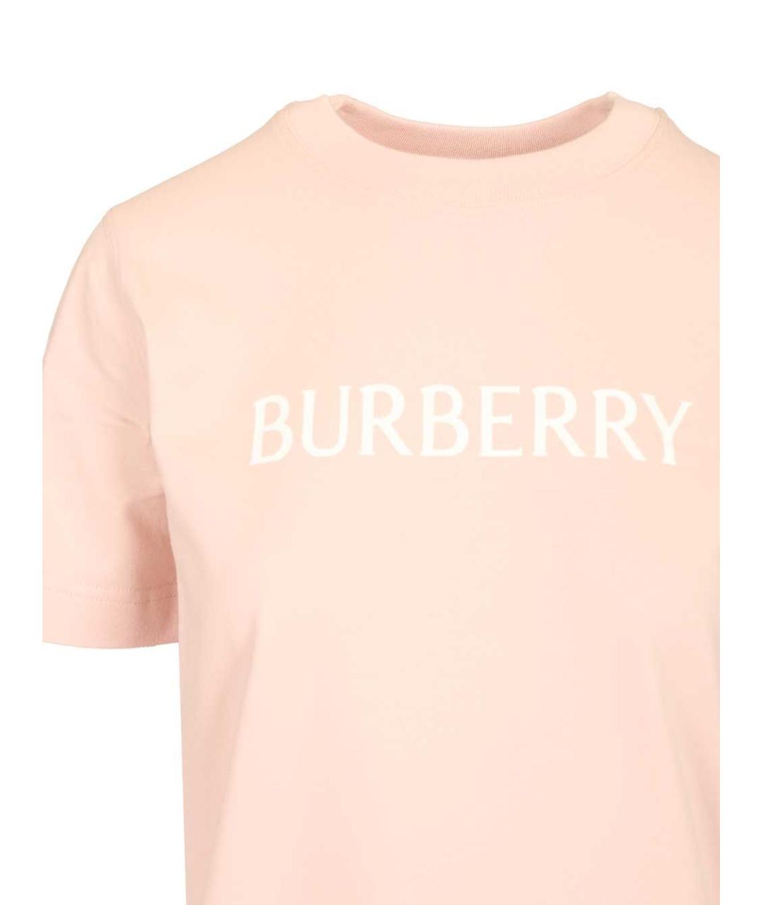 BURBERRY Розовая хлопковая футболка, фото 3