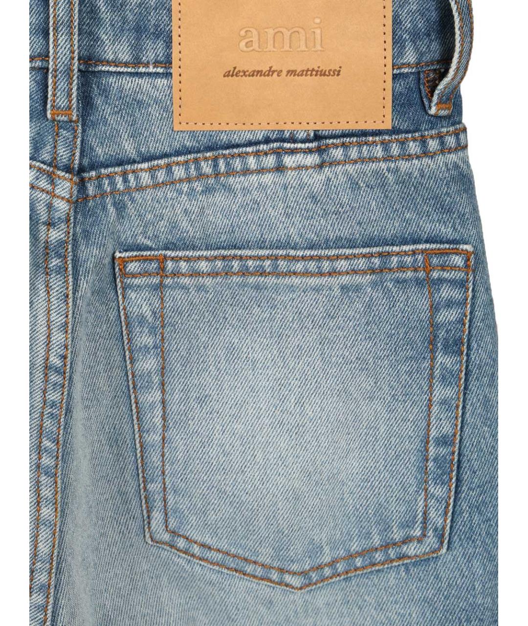 Ami Paris Синие хлопковые прямые джинсы, фото 4