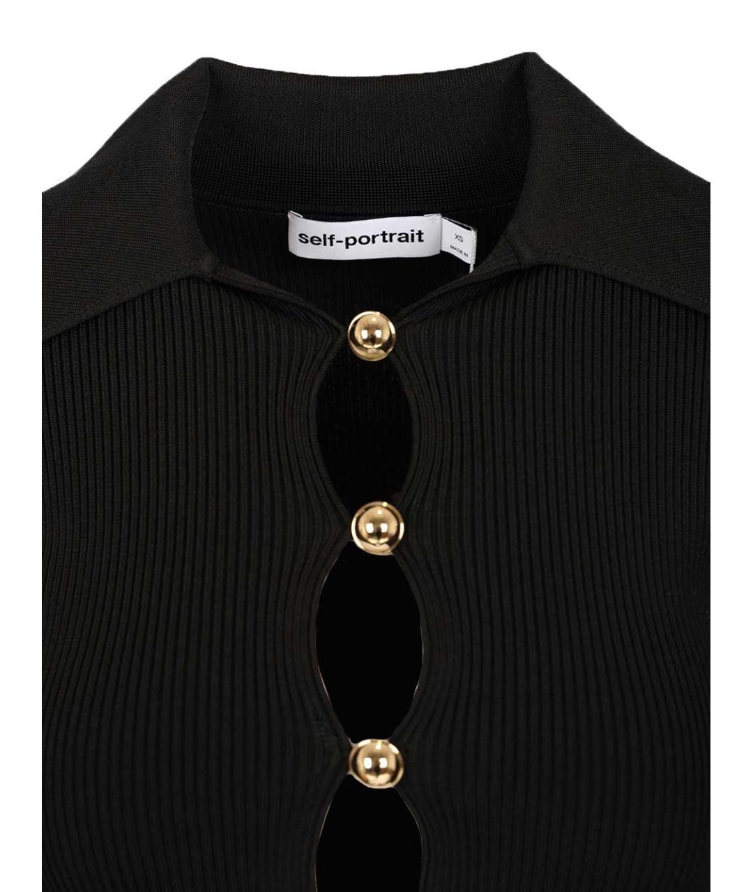 SELF-PORTRAIT Черный вискозный кардиган, фото 4