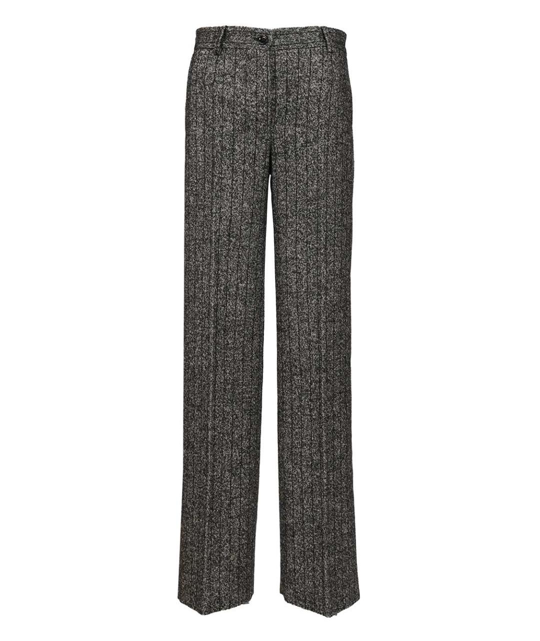 DOLCE&GABBANA Серые шерстяные прямые брюки, фото 1