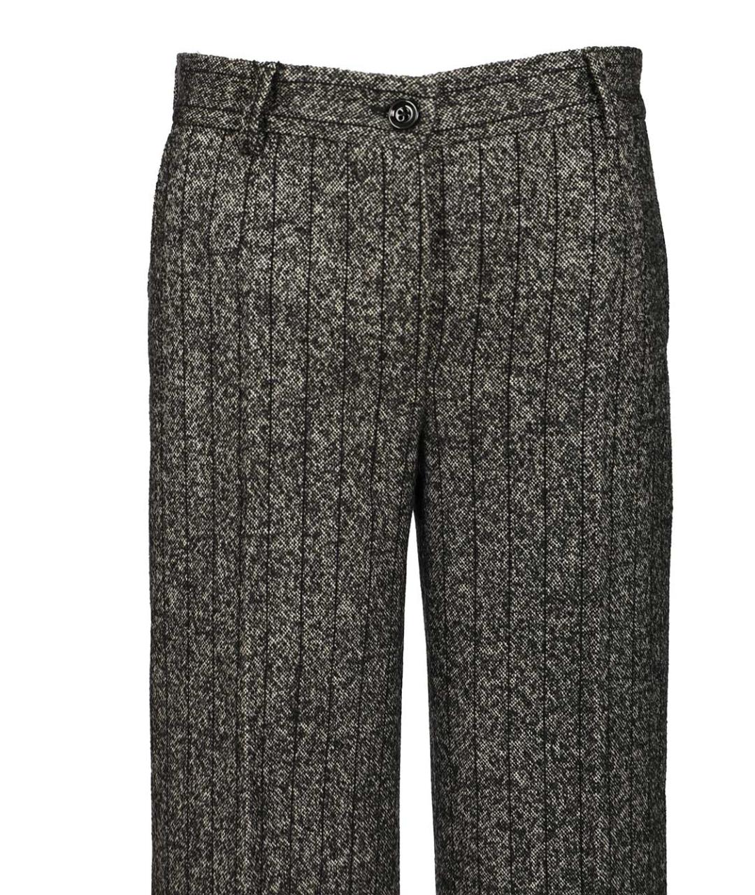 DOLCE&GABBANA Серые шерстяные прямые брюки, фото 4