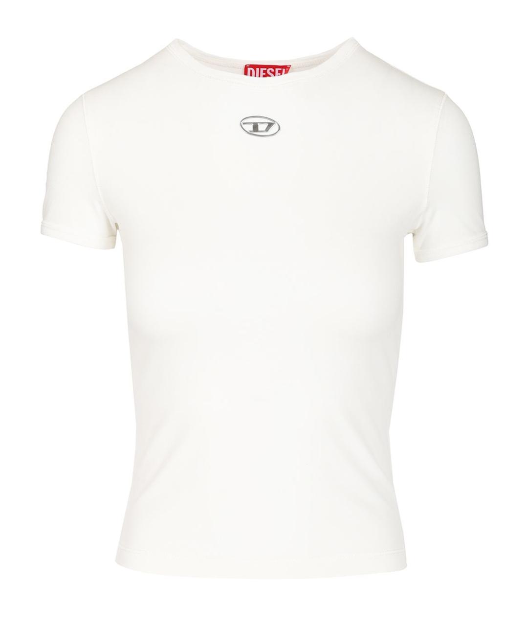 DIESEL Белая хлопко-эластановая футболка, фото 1