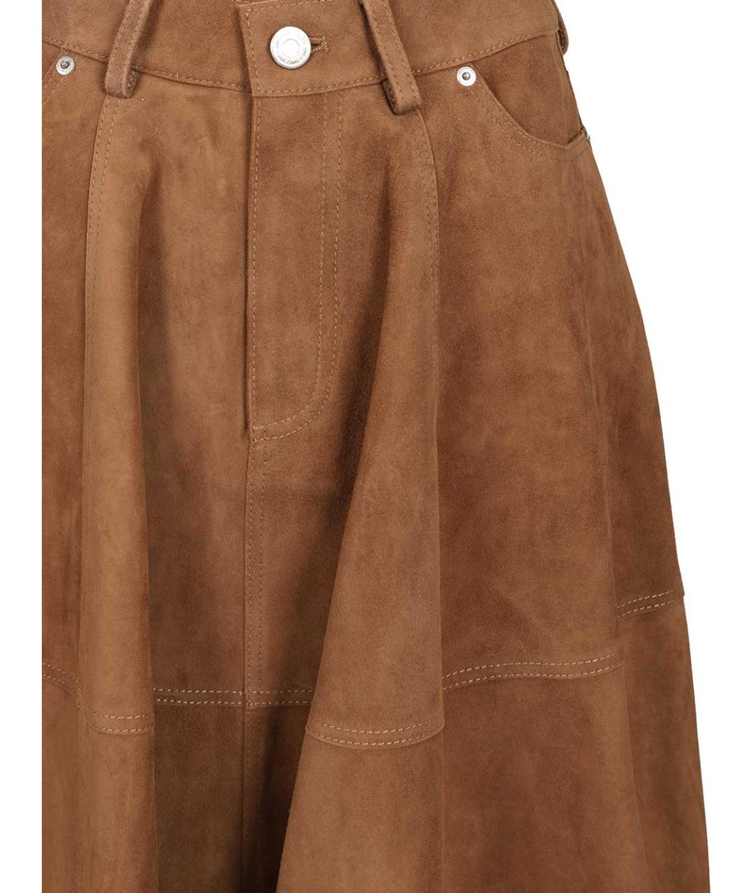 Ami Paris Коричневая замшевая юбка миди, фото 4