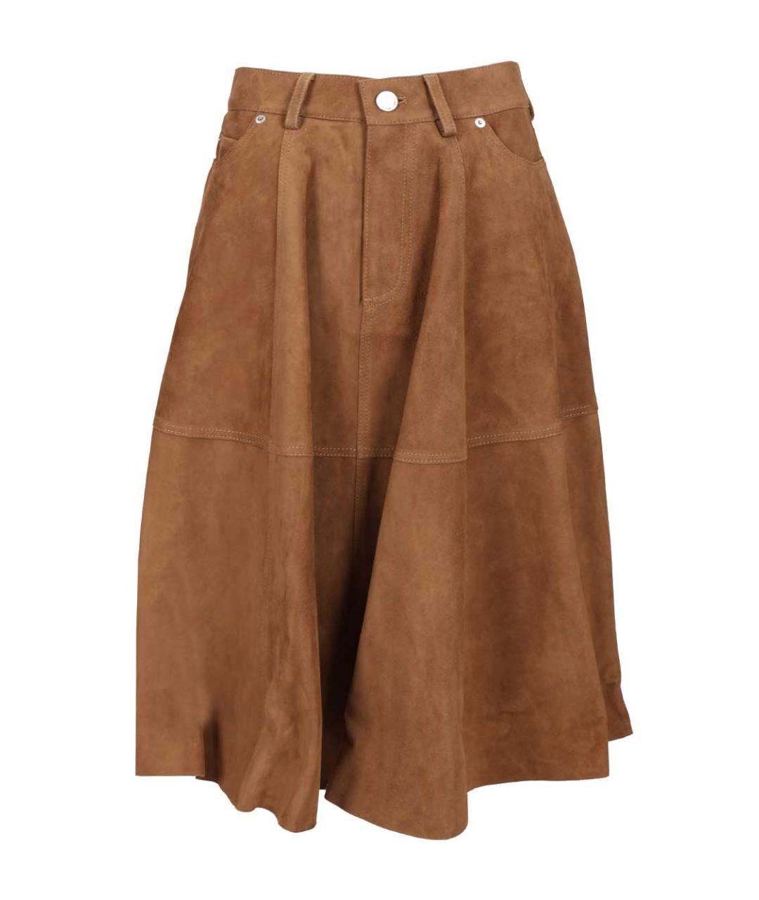Ami Paris Коричневая замшевая юбка миди, фото 1