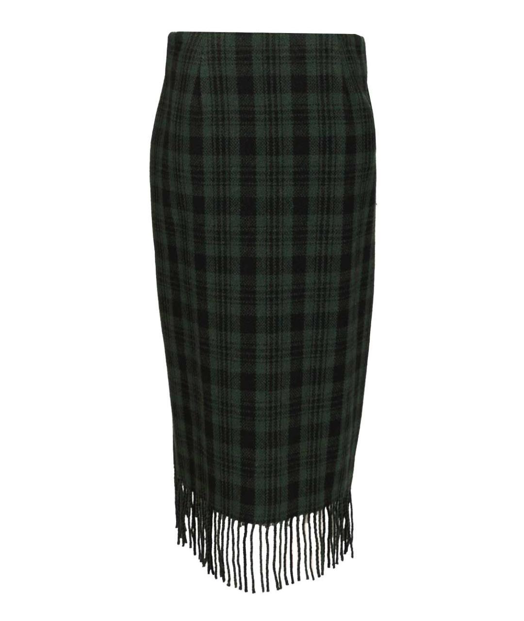 POLO RALPH LAUREN Зеленая шерстяная юбка миди, фото 2