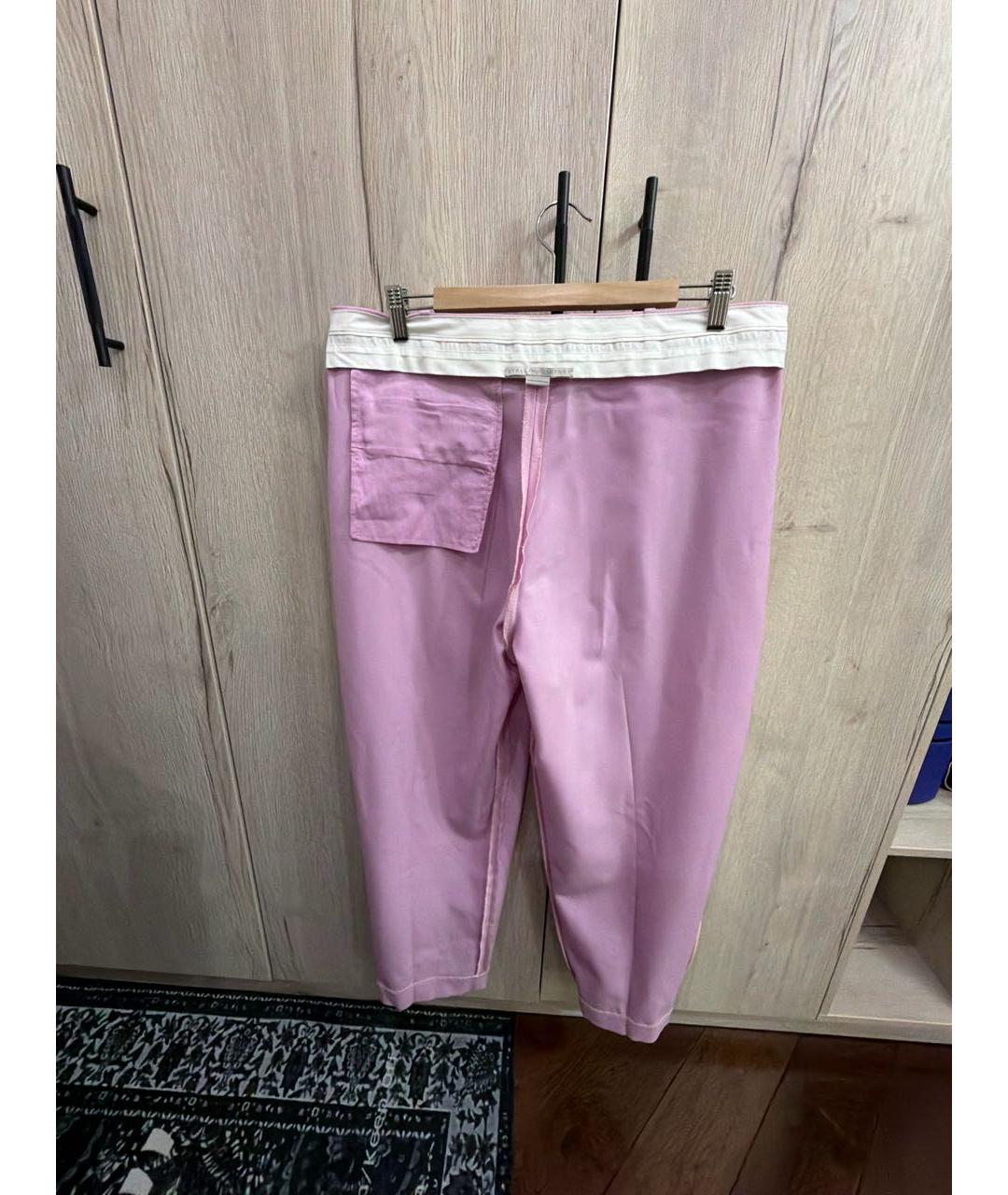 STELLA MCCARTNEY Розовые шерстяные брюки широкие, фото 3