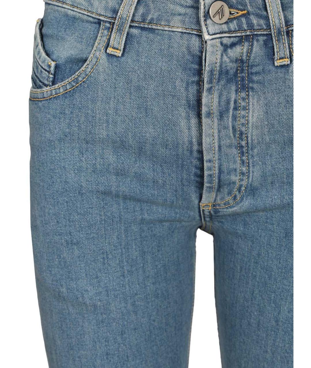 THE ATTICO Голубые хлопко-эластановые прямые джинсы, фото 3