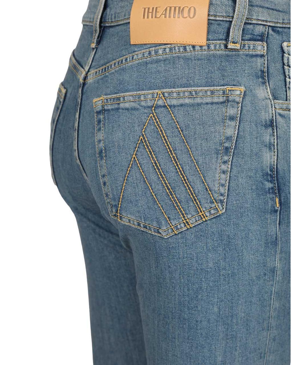 THE ATTICO Голубые хлопко-эластановые прямые джинсы, фото 4