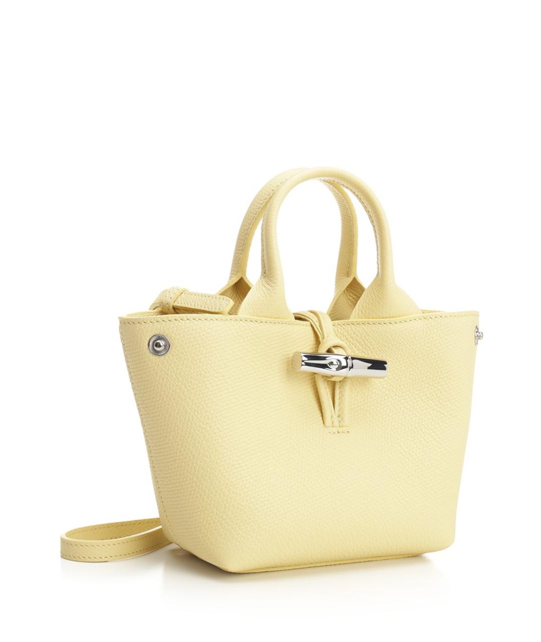 LONGCHAMP Желтая кожаная сумка с короткими ручками, фото 2