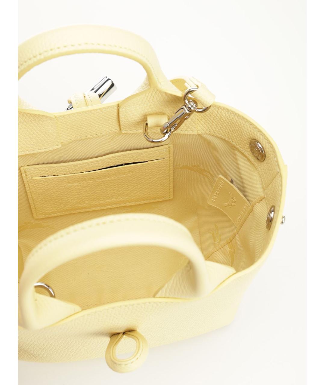 LONGCHAMP Желтая кожаная сумка с короткими ручками, фото 4