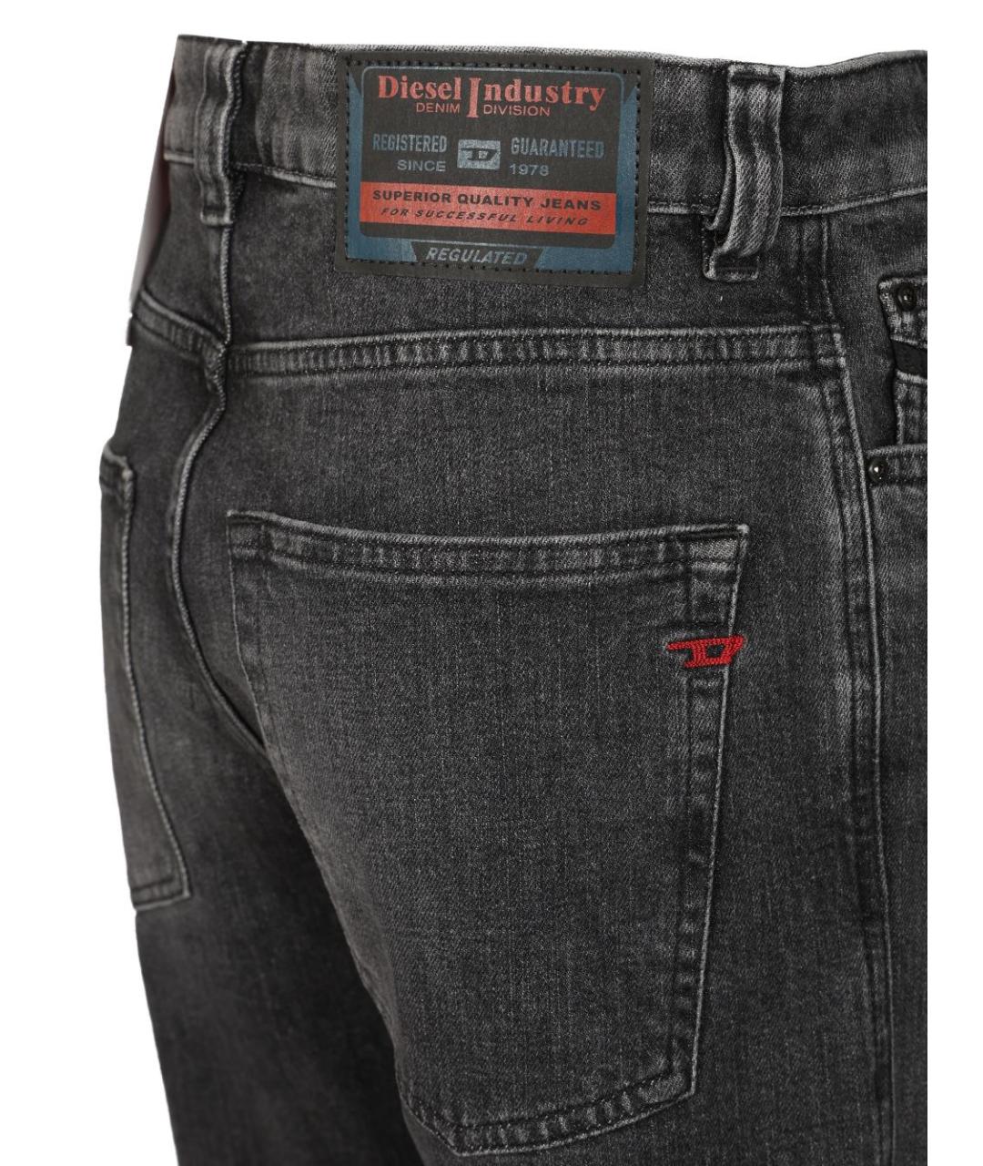 DIESEL Черные хлопко-эластановые прямые джинсы, фото 5