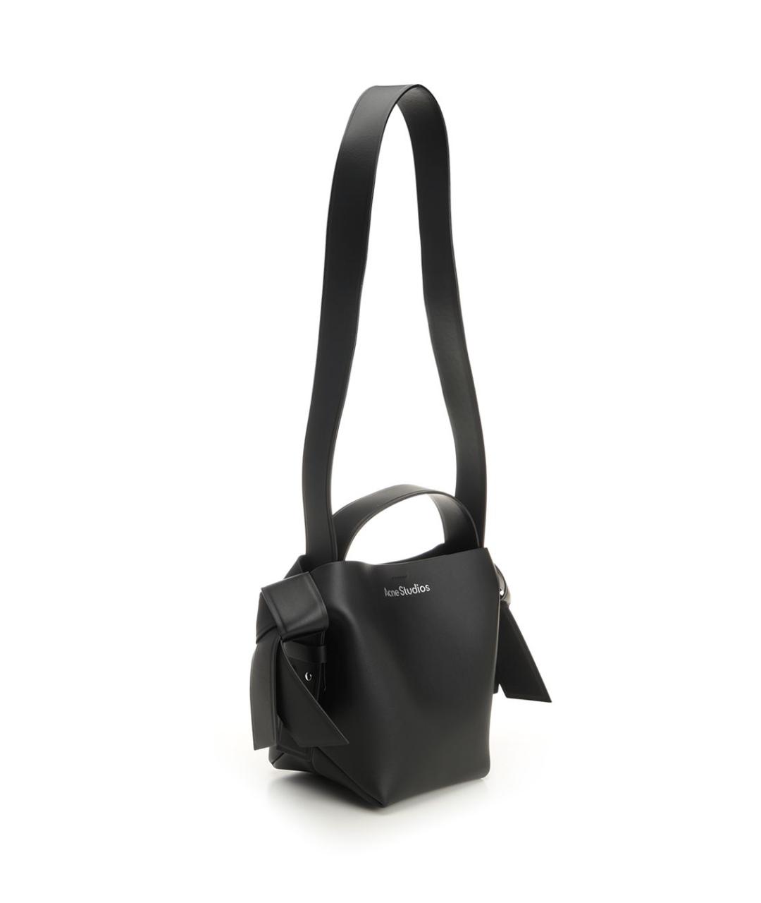 ACNE STUDIOS Черная кожаная сумка с короткими ручками, фото 2