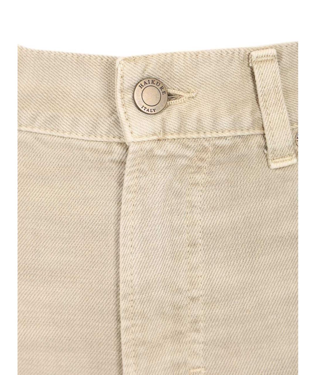 HAIKURE Бежевые хлопковые прямые джинсы, фото 4