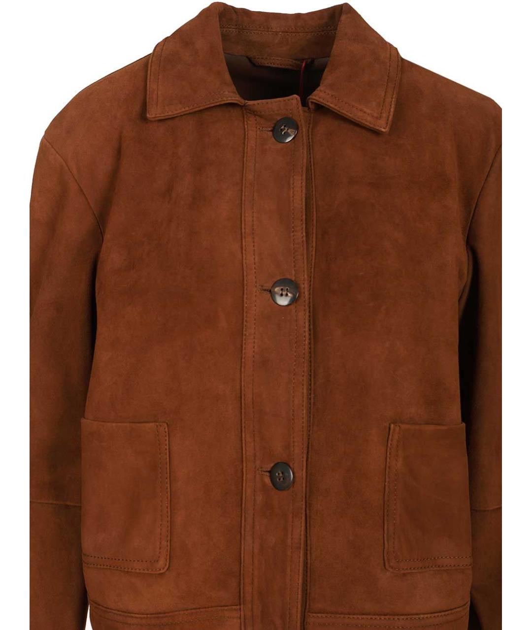 MAX MARA STUDIO Коричневая замшевая куртка, фото 4