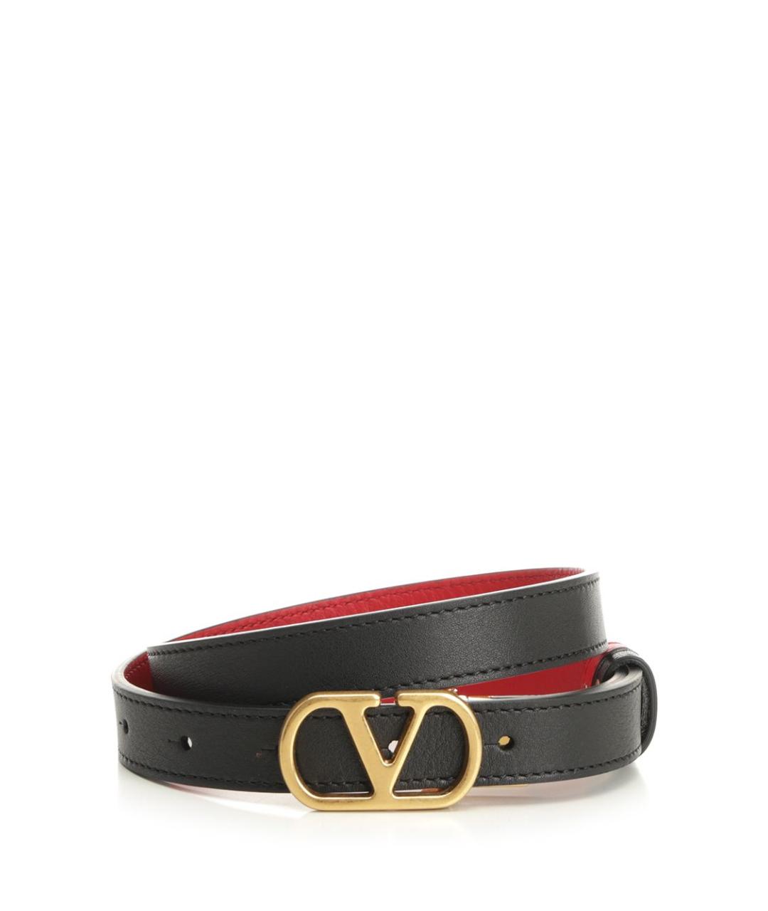VALENTINO Черный кожаный ремень, фото 1