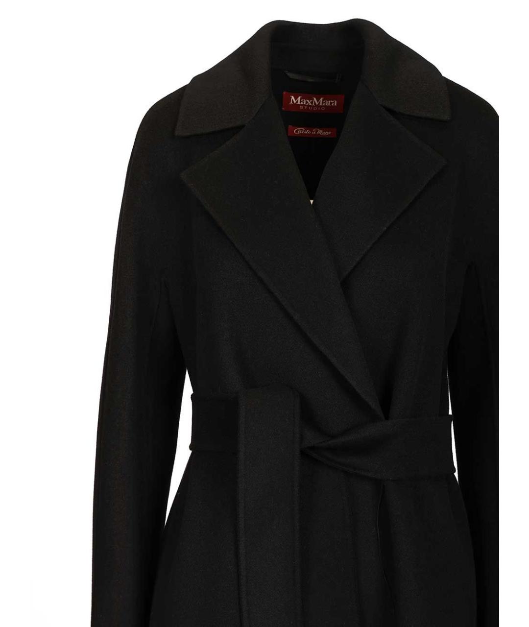 MAX MARA STUDIO Черное шерстяное пальто, фото 4