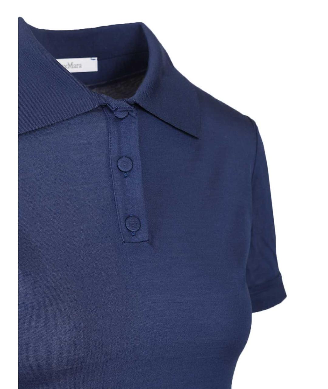 MAX MARA Синяя шелковая футболка, фото 4