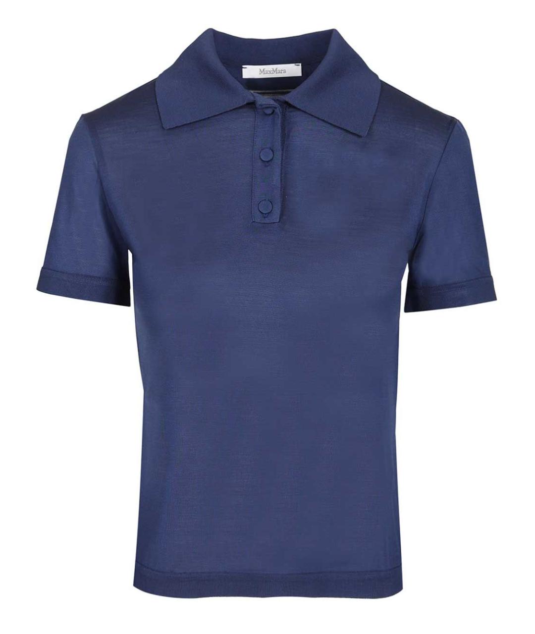 MAX MARA Синяя шелковая футболка, фото 1
