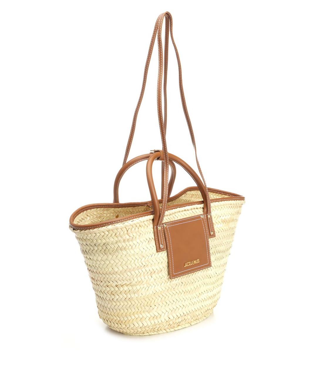 JACQUEMUS Бежевая пелетеная сумка тоут, фото 2